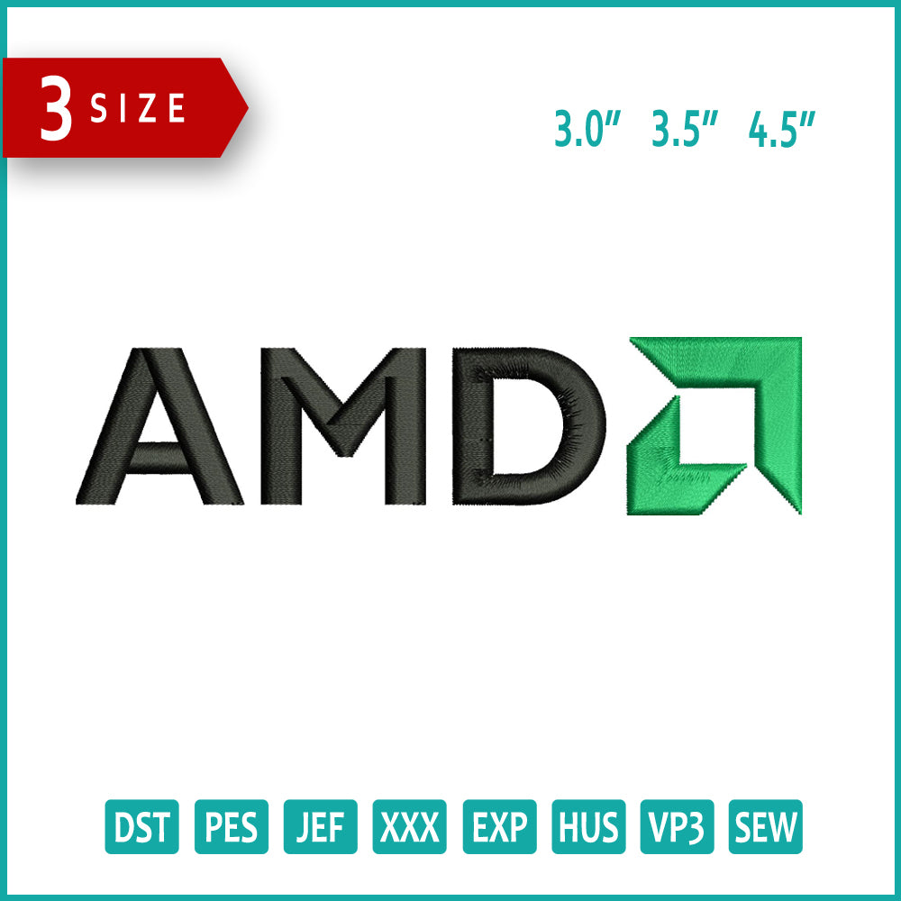 AMD Logo Embroidery Design Files - 3 Size's