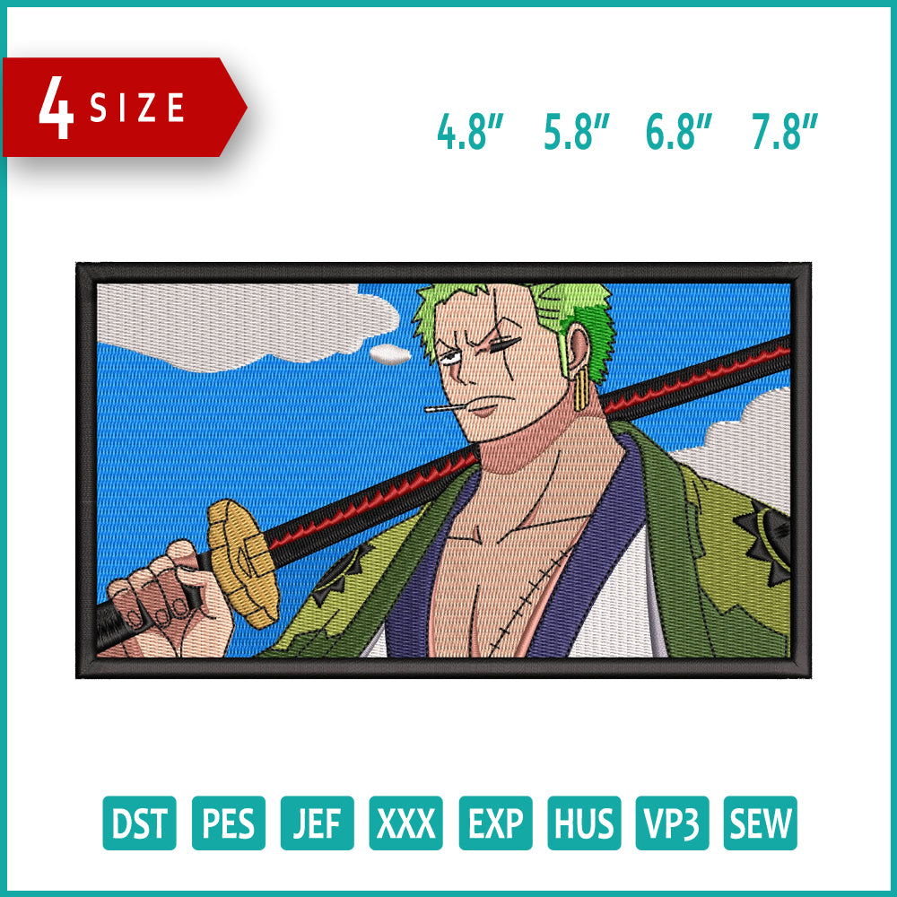 Roronoa Zoro v9 Embroidery Design Files - 3 Size's