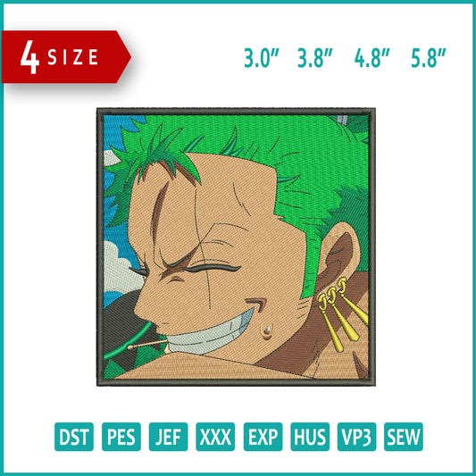 Roronoa Zoro v12 Embroidery Design Files - 4 Size's