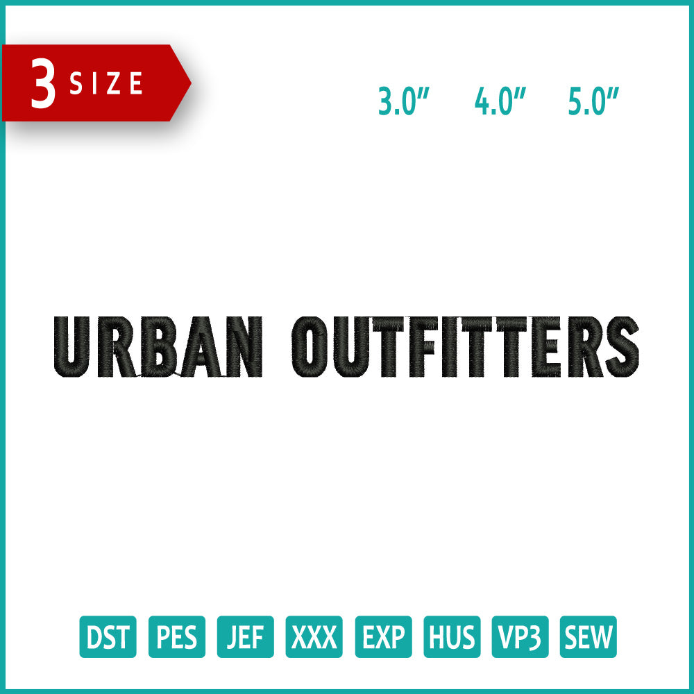 Urban Outfitters v2 Logo Embroidery Design Files - 3 Size's