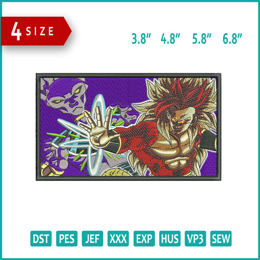Goku v8 Embroidery Design Files - 4 Size's