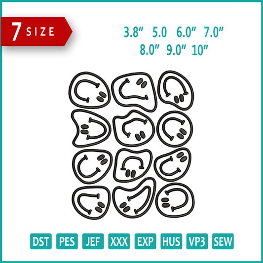Smail Embroidery Design Files - 7 Sizes