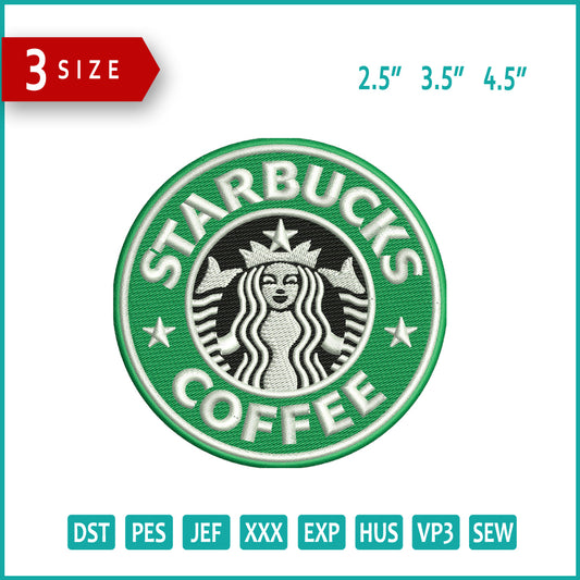 Starbucks Coffee Logo Embroidery Design Files - 3 Size's