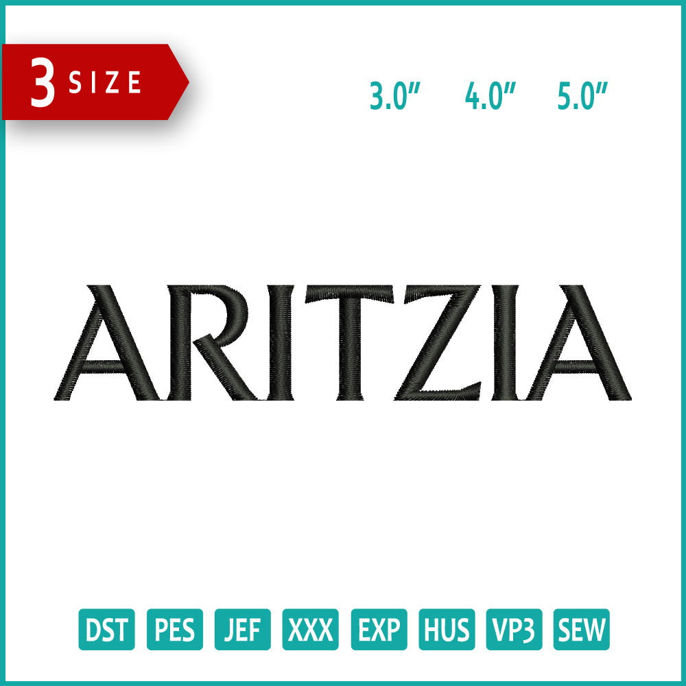 Aritzia Logo Embroidery Design Files - 3 Size's