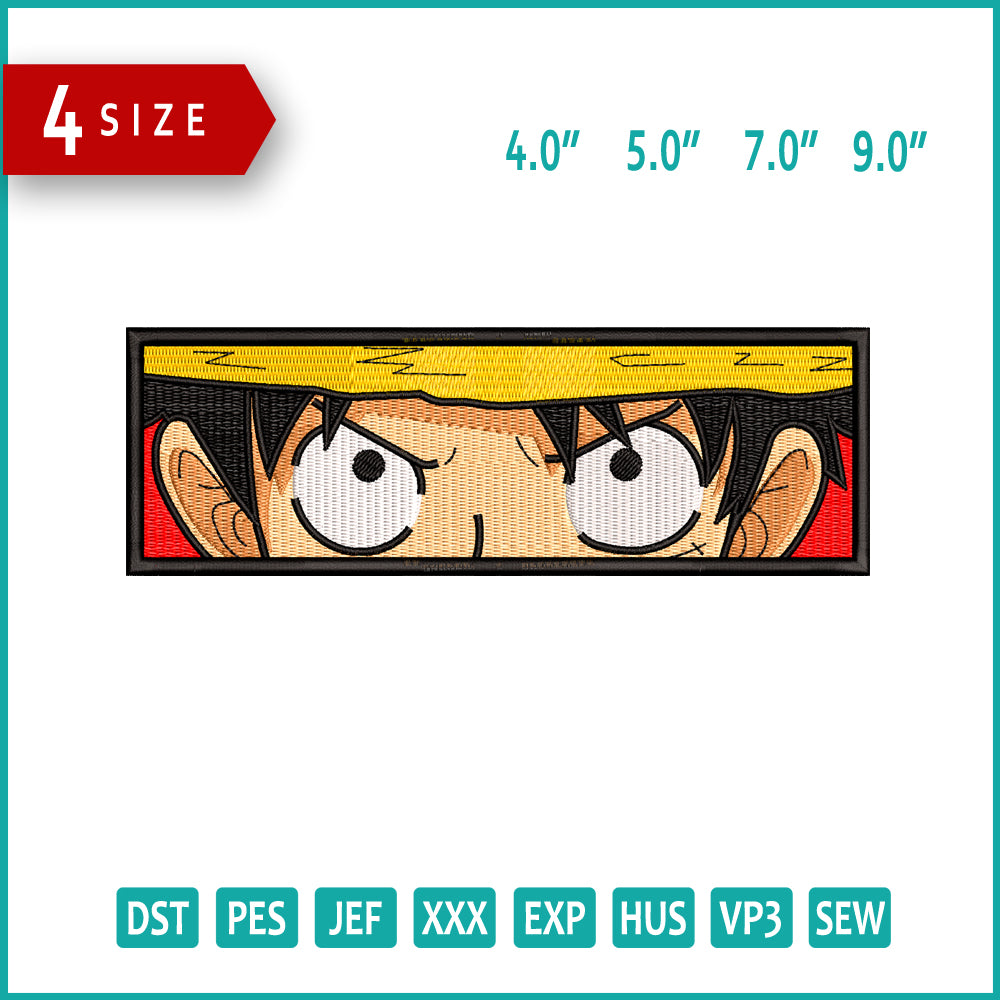 Monkey D Luffy Eyes v2 Embroidery Design Files - 4 Size's