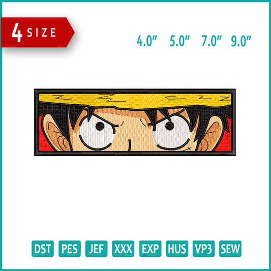 Monkey D Luffy Eyes v2 Embroidery Design Files - 4 Size's