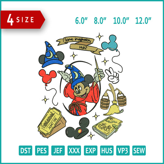 Mickey Mouse Some Imagination Huh Embroidery Design Files - 4 Size's