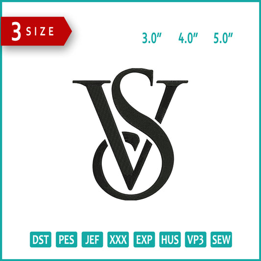 Victoria's Lingerie Logo Embroidery Design Files - 3 Size's