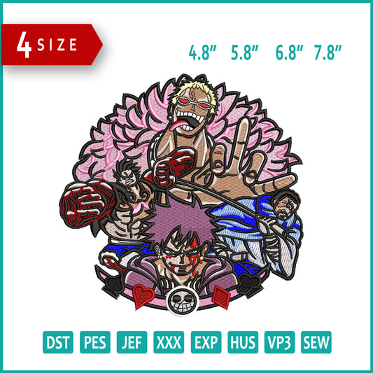 One Piece Embroidery Design Files - 4 Size's