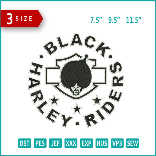 Black Harley Riders Embroidery Files - 3 Size's
