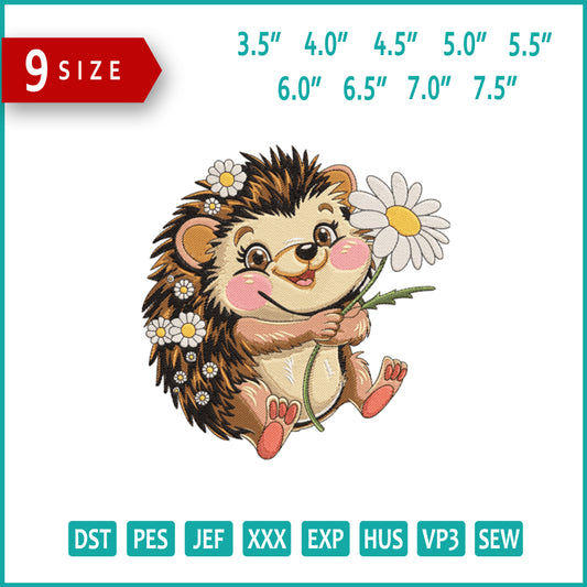 Baby Hedgehog Embroidery Design Files - 9 Size's