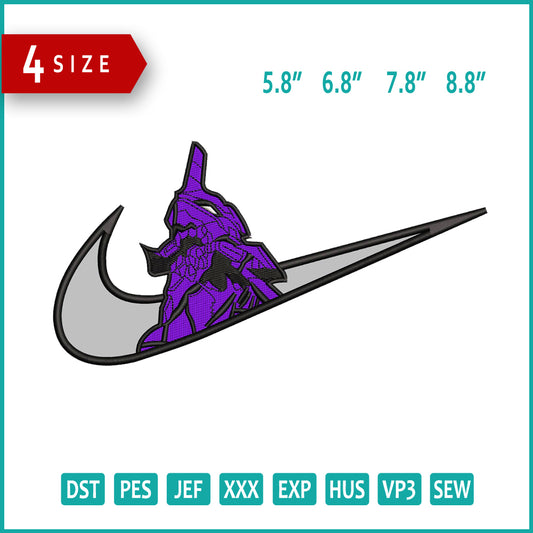 Neon Genesis Evangelion Swoosh Embroidery Design Files - 4 Size's