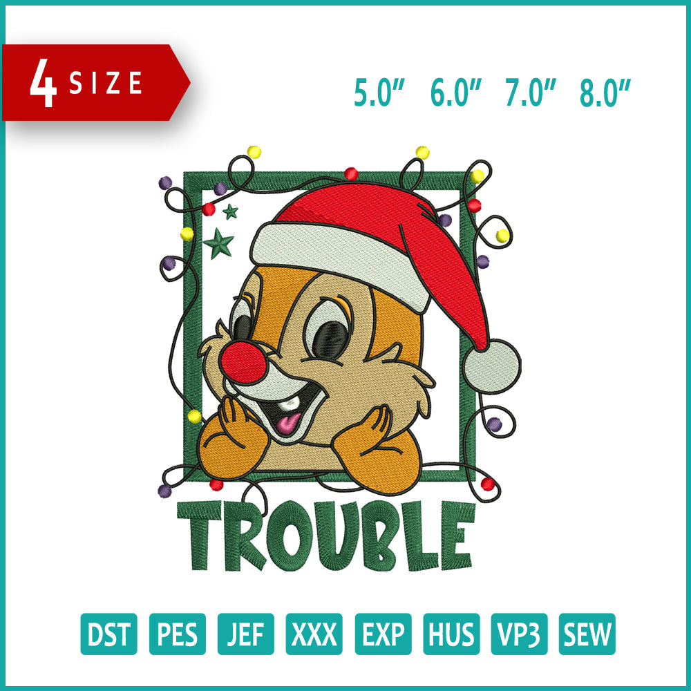 Dale Trouble Santa Embroidery Design Files - 4 Size's