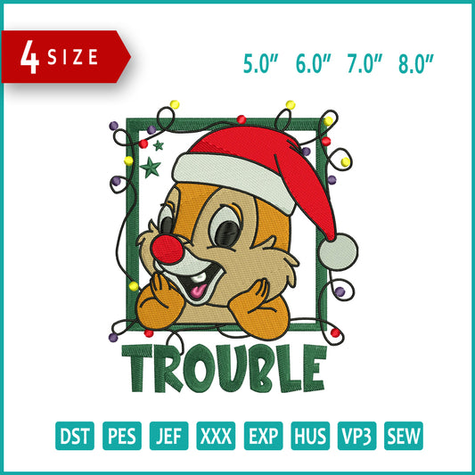 Dale Trouble Santa Embroidery Design Files - 4 Size's