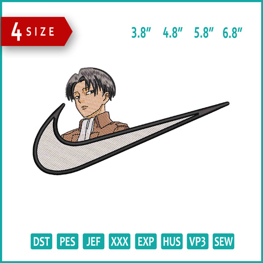 Levi Ackerman swoosh v4 Embroidery Design Files - 4 Size's