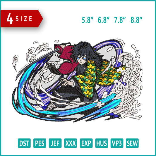 Giyu Tomioka Embroidery Design Files - 4 Size's