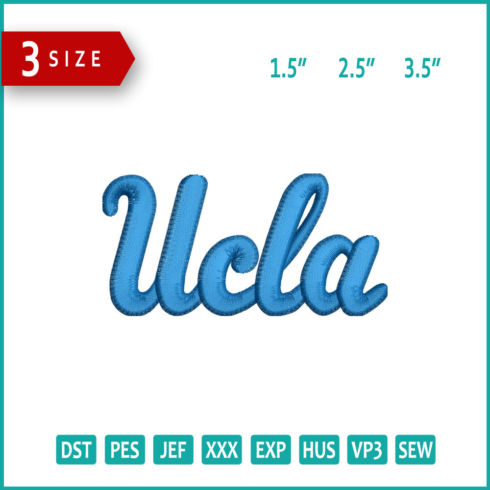 UCLA Logo Embroidery Design Files - 3 Size's