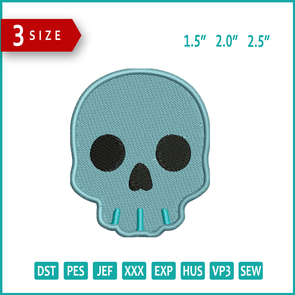 Skull Emoji Embroidery Design Files - 3 Size's