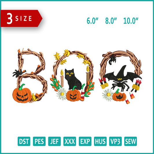 Spooky Boo Embroidery Design Files - 3 Size's