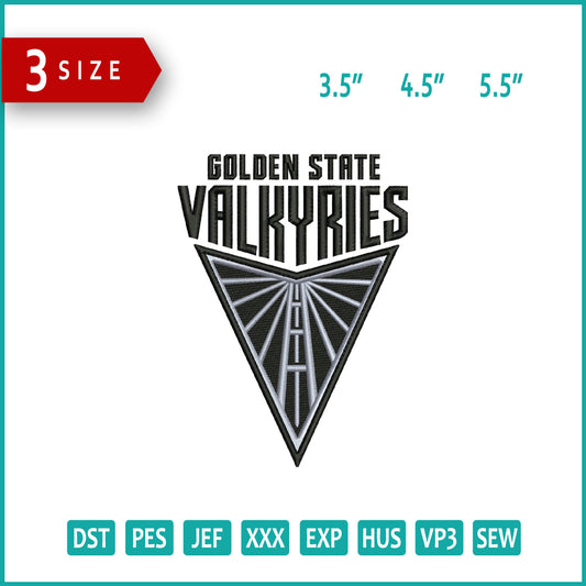 Golden State Valkyries Logo Embroidery Design Files - 3 Size's