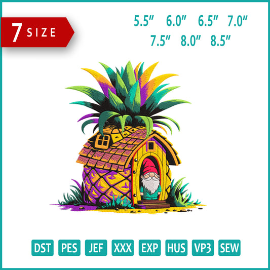 Pineapple House Embroidery Design Files - 7 Size's