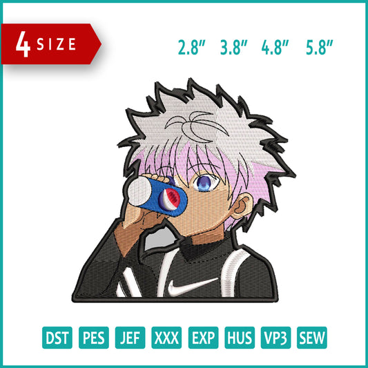Killua Zoldyck Pepsi Embroidery Design Files - 4 Size's