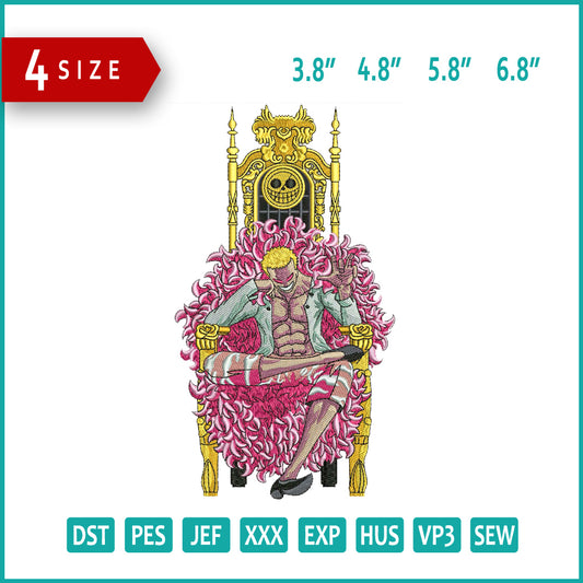 Donquixote Doflamingo v4 Embroidery Design Files - 4 Sizes