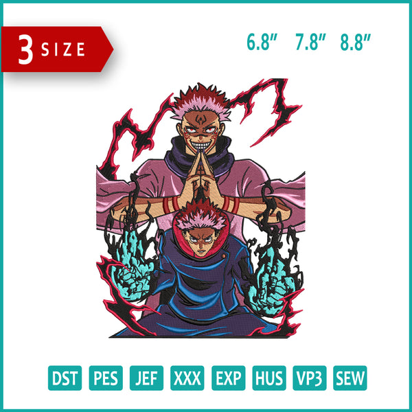 Sukuna and Yuji Embroidery Design Files - 3 Size's – Online Embroidery ...