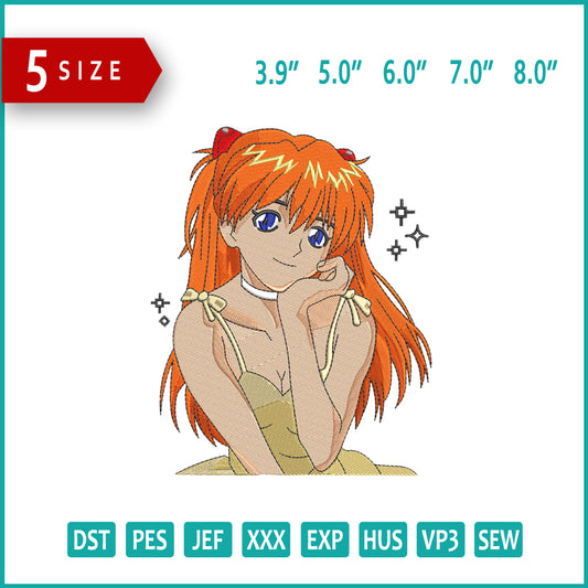 Asuka Langley Soryu Embroidery Design Files - 5 Size's