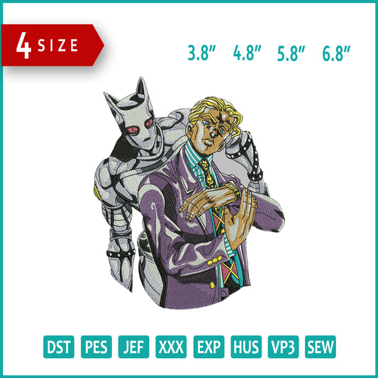 Yoshikage Kira Embroidery Design Files - 4 Sizes