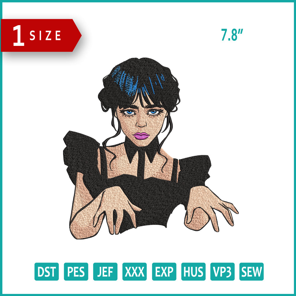 Wednesday Addams v2 Embroidery Design Files - 1 Size