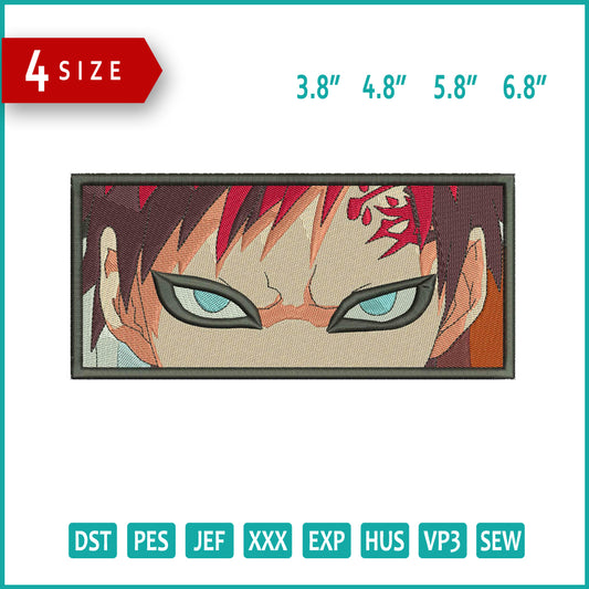 Gaara Naruto v2 Embroidery Design Files - 4 Size's