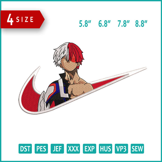 Shoto Todoroki Swoosh v2 Embroidery Design Files - 3 Sizes
