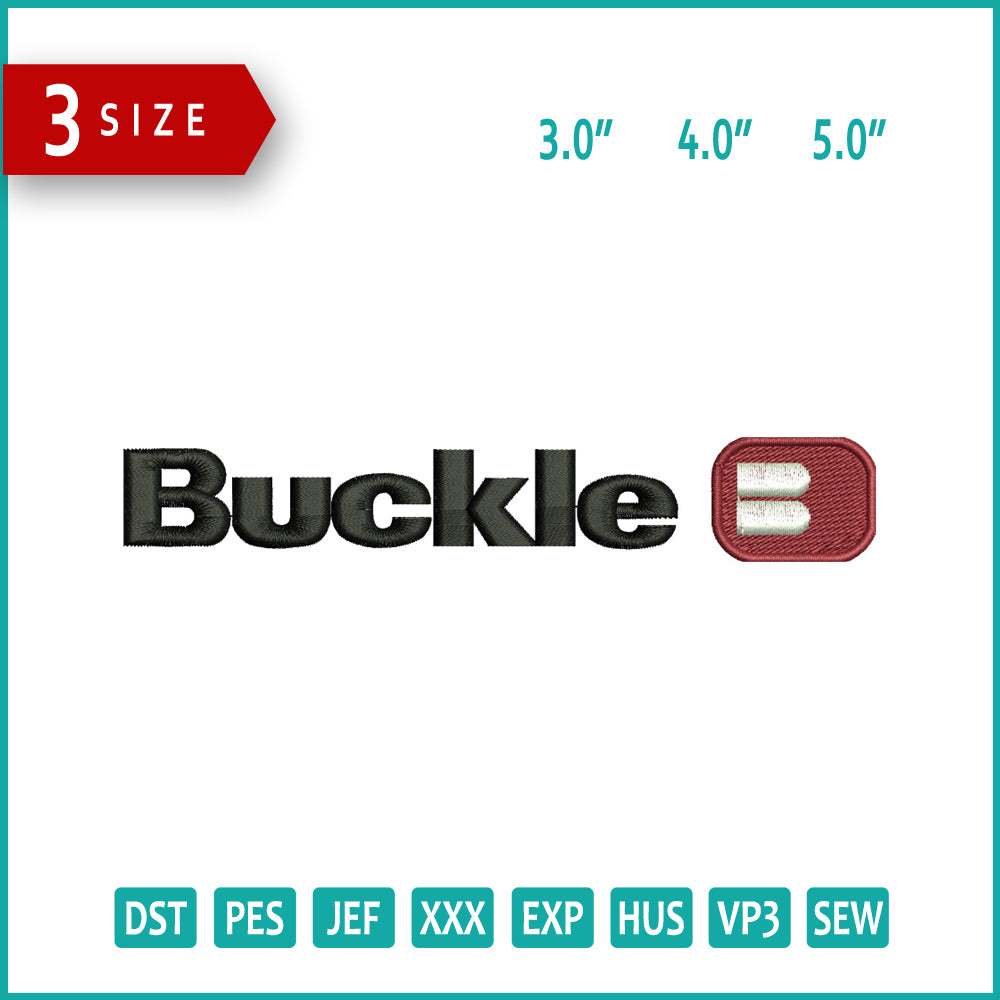 Buckle Logo Embroidery Design Files - 3 Size's
