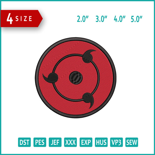Sharingan Embroidery Design Files - 4 Size's