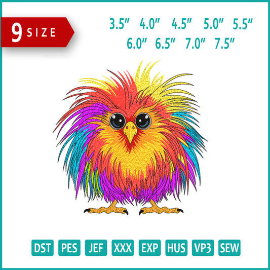 Rainbow Fluff Owl Embroidery Design Files - 9 Size's