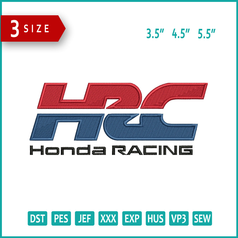 Honda Racing HRC Logo Embroidery Design Files - 3 Size's