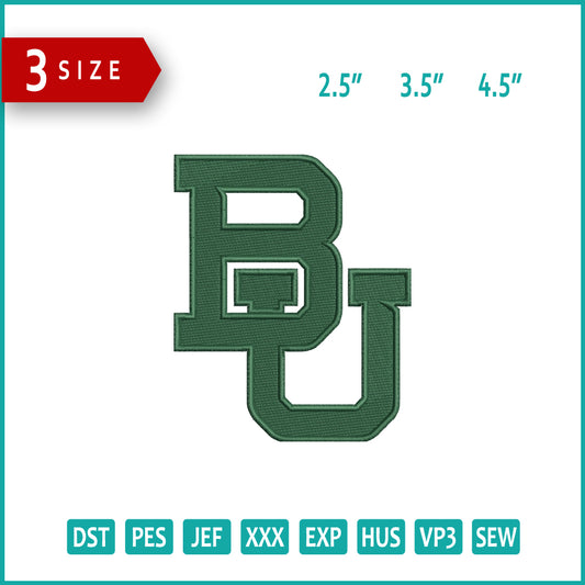 Baylor Bears Embroidery Design Files - 3 Size's