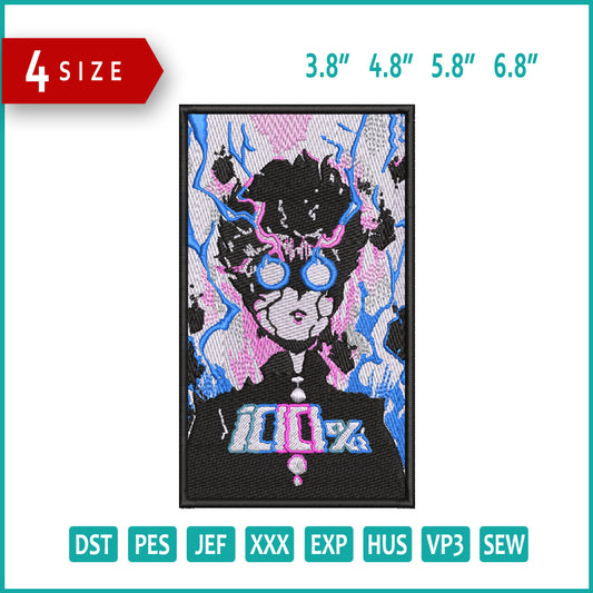 Mob Psycho 100 Embroidery Design Files - 4 Size's