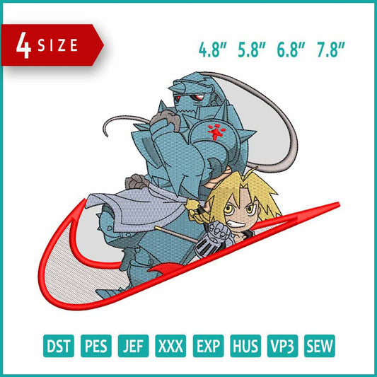 Fullmetal Alchemist Swoosh v2 Embroidery Design Files - 4 Size's