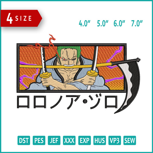 Roronoa Zoro v5 Embroidery Design Files - 4 Size's