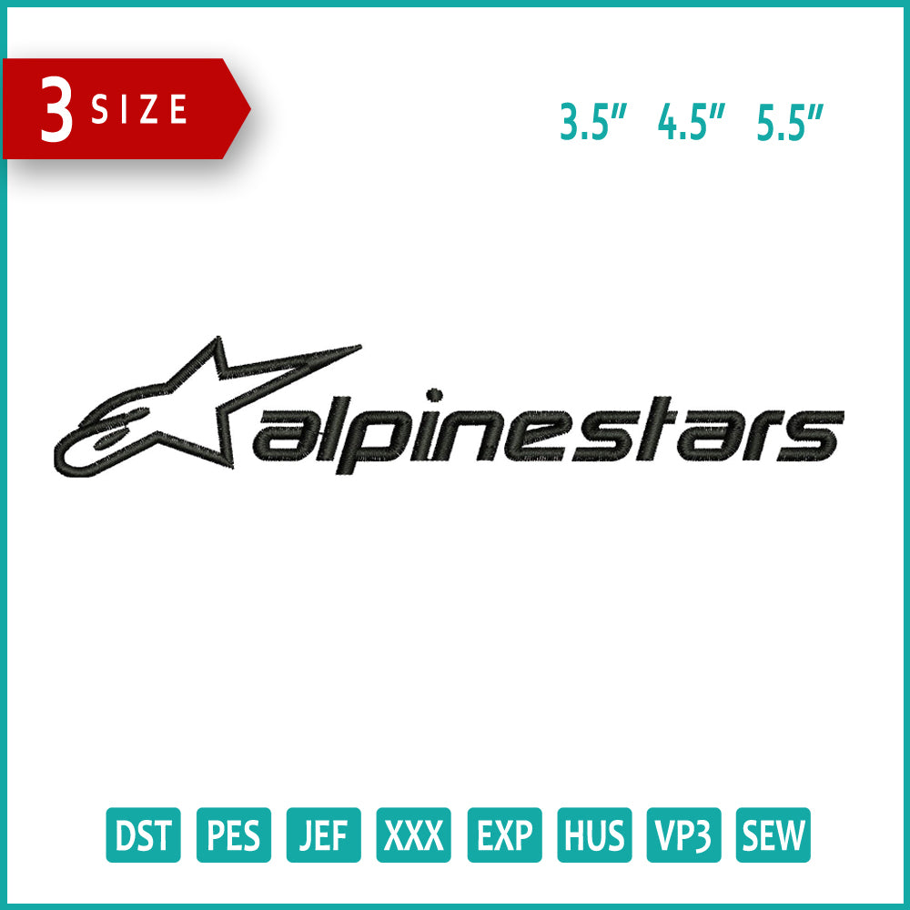 Alpinestars Logo Embroidery Design Files - 3 Size's – Online Embroidery ...