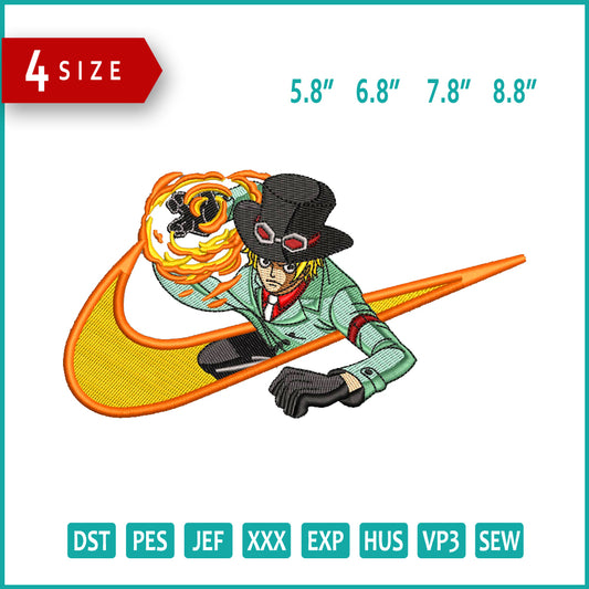 Sabo One Piece Swoosh Embroidery Design Files - 4 Size's