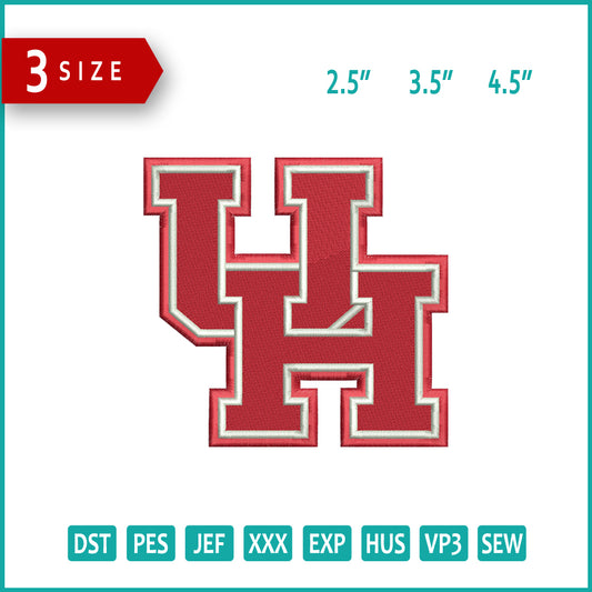 Houston Cougars Logo Embroidery Design Files - 3 Size's
