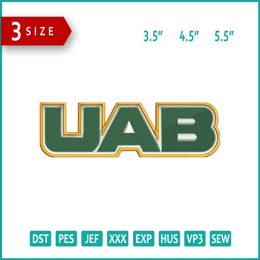 UAB Blazers Logo Embroidery Design Files - 3 Size's