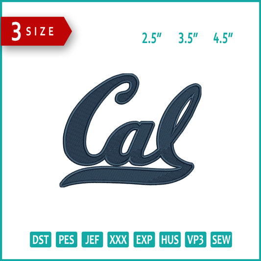 California Golden Logo Embroidery Design Files - 3 Size's