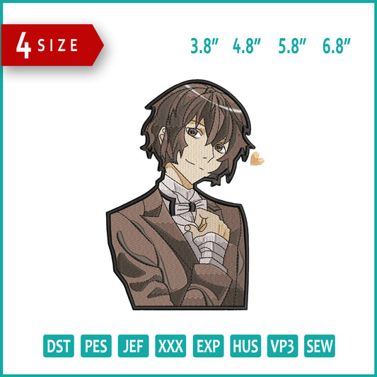 Osamu Dazai Embroidery Design Files - 4 Size's