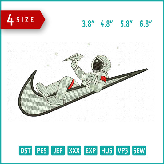 Astronaut Swoosh Embroidery Design Files - 4 Size's