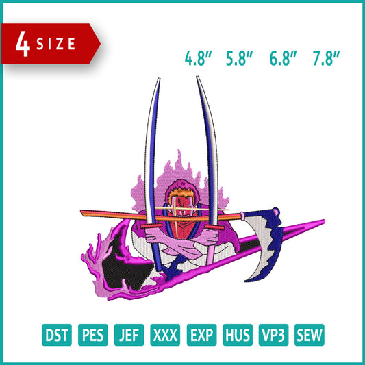 Roronoa Zoro Swoosh v2 Embroidery Design Files - 3 Sizes