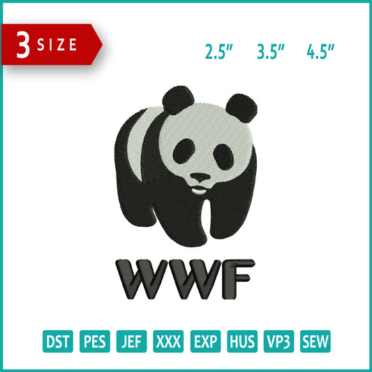 WWF Panda Logo Embroidery Design Files - 3 Size's